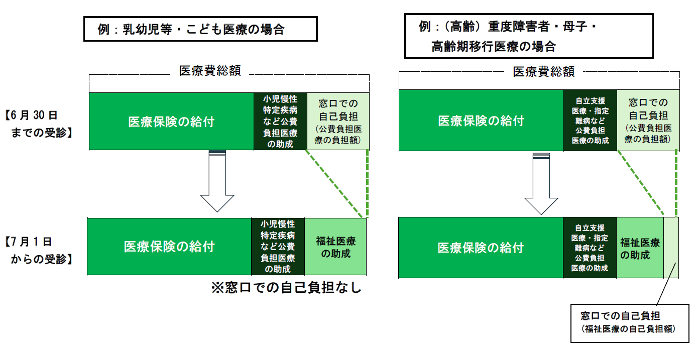 併用した場合の医療費助成のイメージです